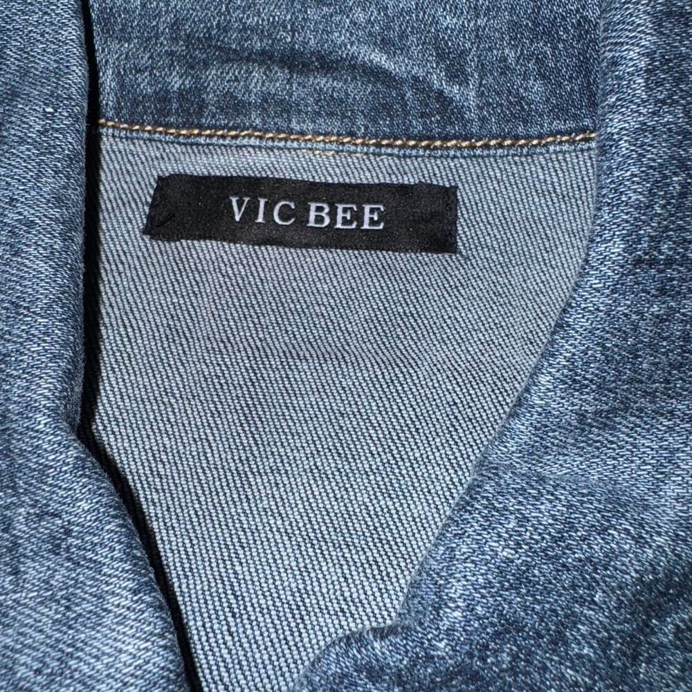 Vic Bee Navy blue denim jacket with white sequin angel wings - Picture 3 of 4